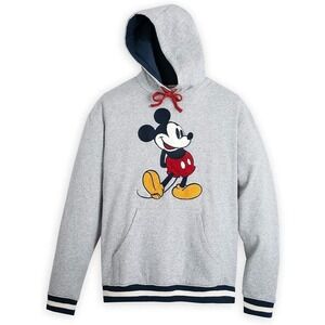 Mickey Mouse Hoodie L Gray Chenille Walt Disney World Athleisure Cozy Sporty